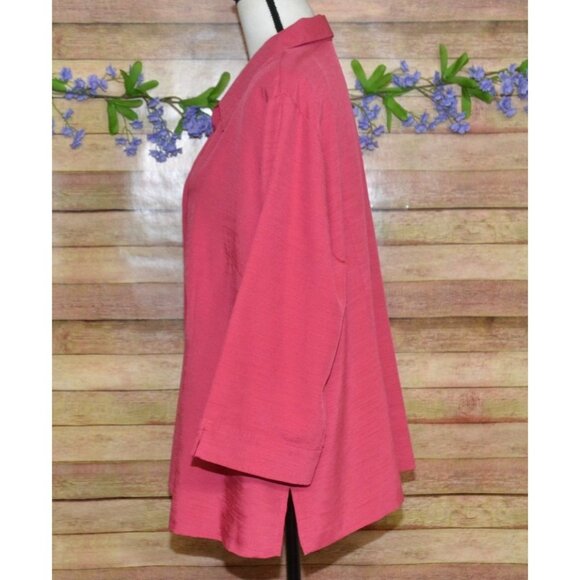 Alfred Dunner Womens Pink Button Up 3/4 Sleeve Blouse Top Plus Size 20W Career - Picture 4 of 9